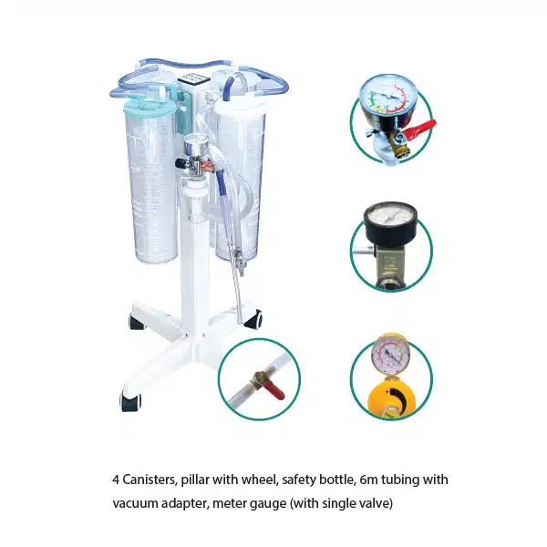 Suction Canister System 4 Canister in 1 with Individual Valve